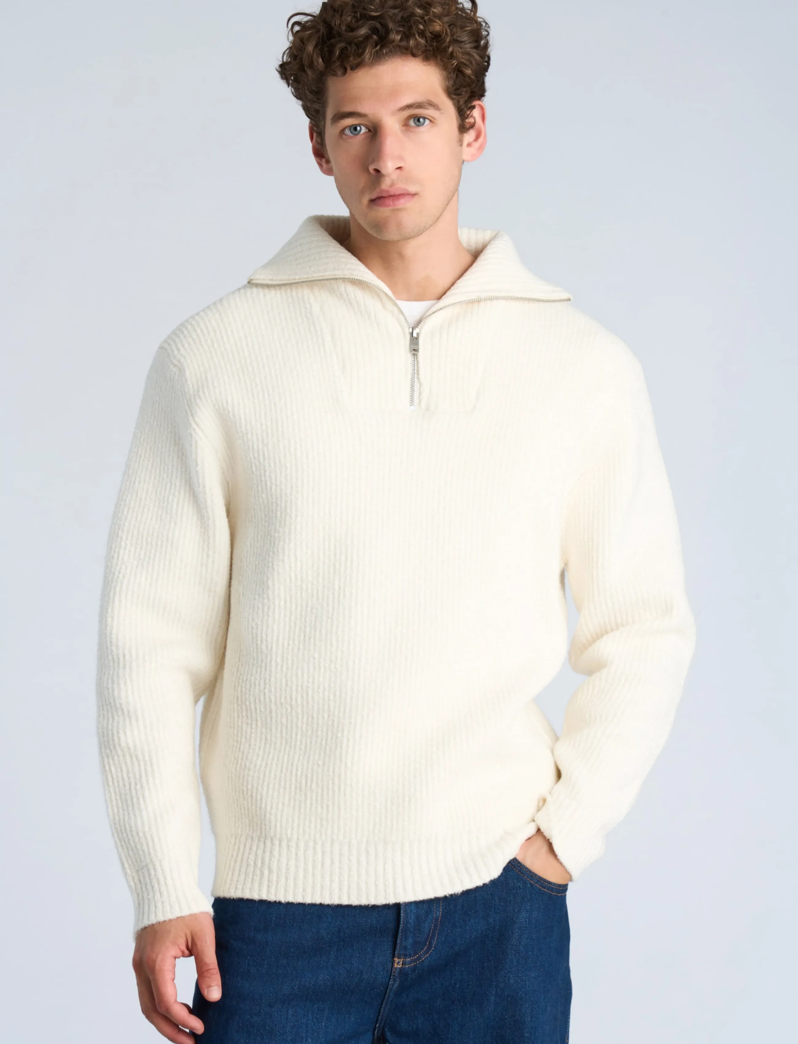 Lindbergh - Oversized half zip sweater - chalk white - 3
