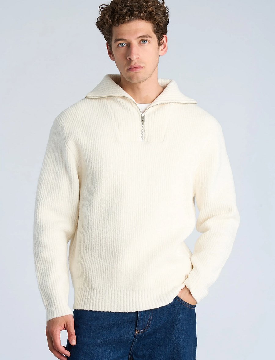 Lindbergh - Oversized half zip sweater - chalk white - 3