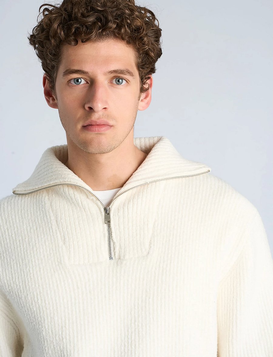 Lindbergh - Oversized half zip sweater - chalk white - 5