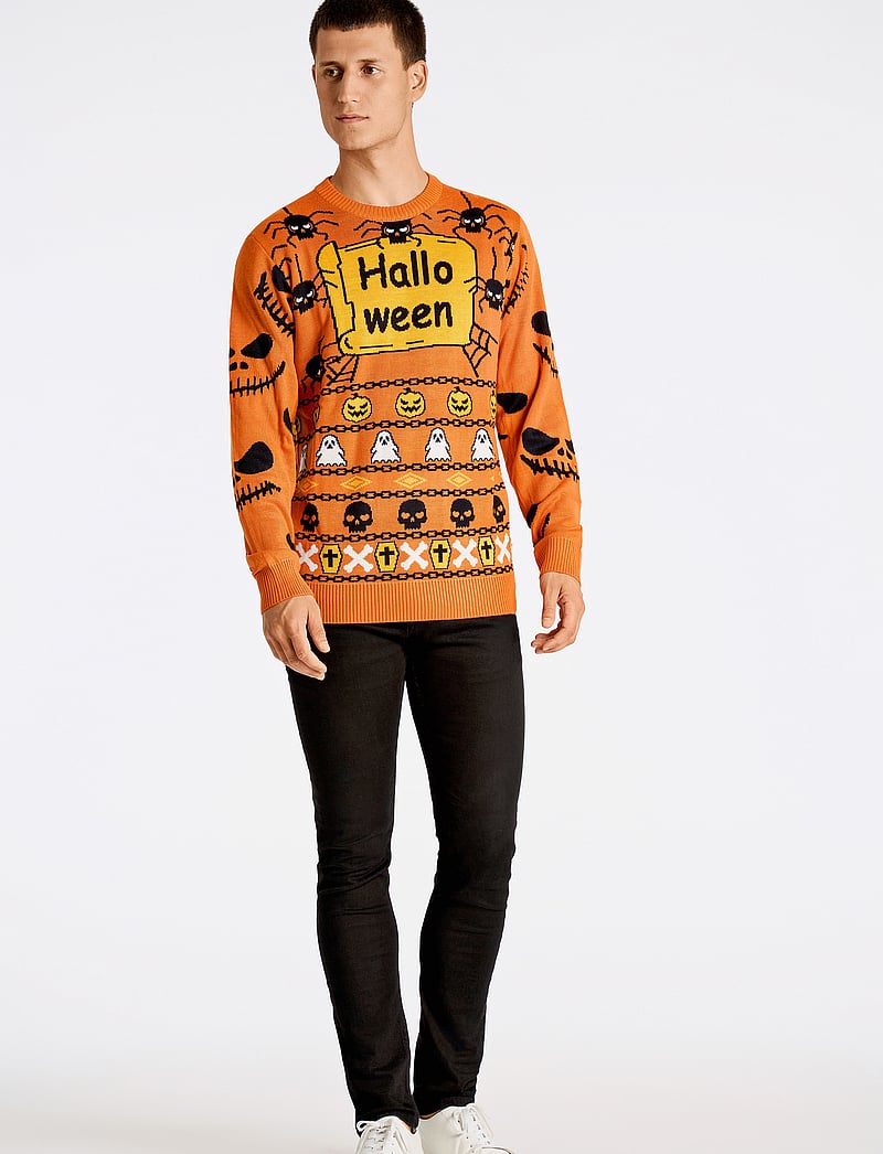 Lindbergh - Halloween spider o-neck sweat - orange - 4