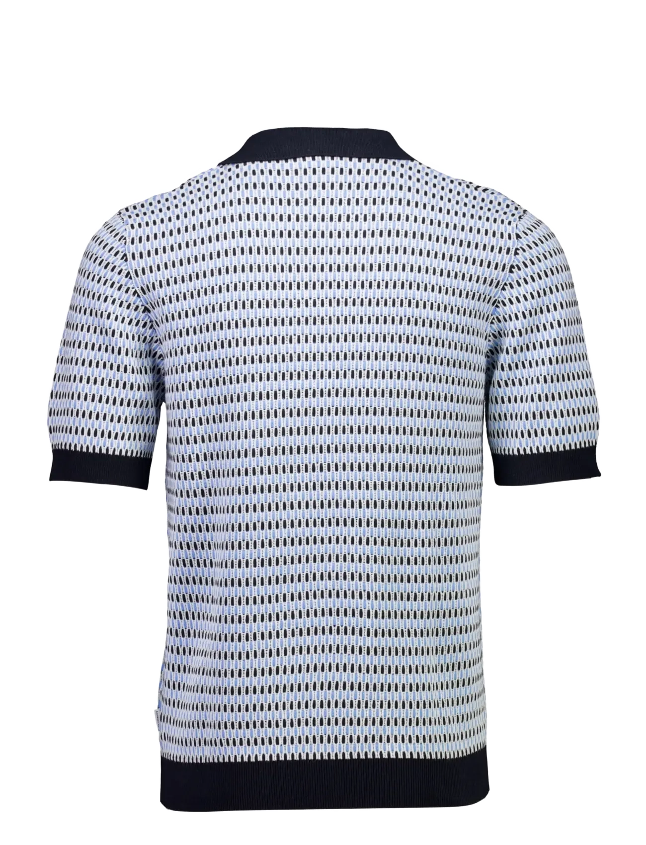 Lindbergh - Jacquard S/S v-neck polo - navy - 2