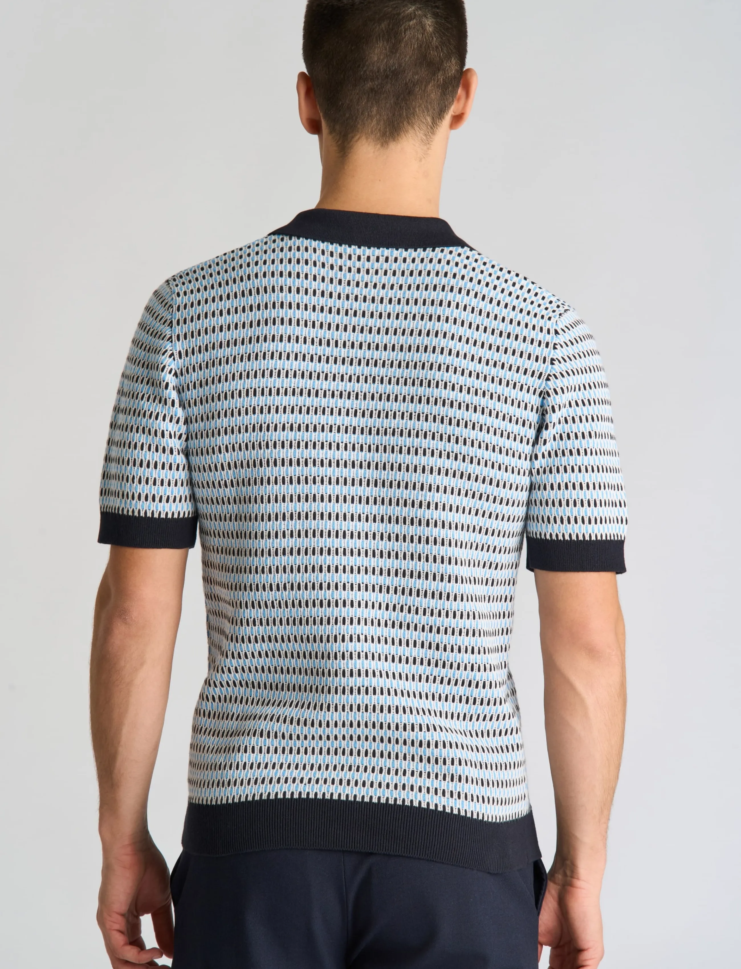 Jacquard S/S V-Neck Polo 3