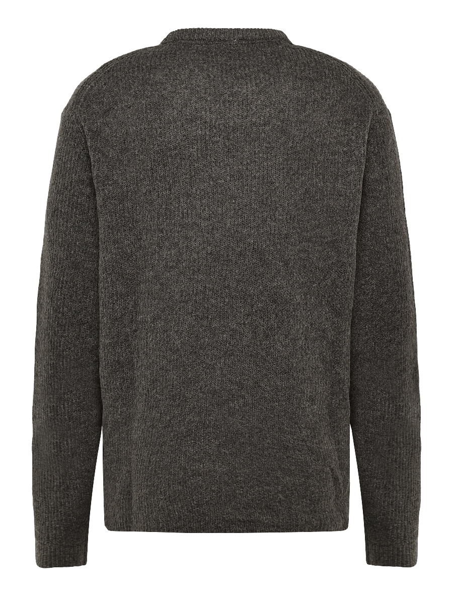 Lindbergh - Rib knitted L/S o-neck sweater - Ümara kaelusega - dk brown mel - 1