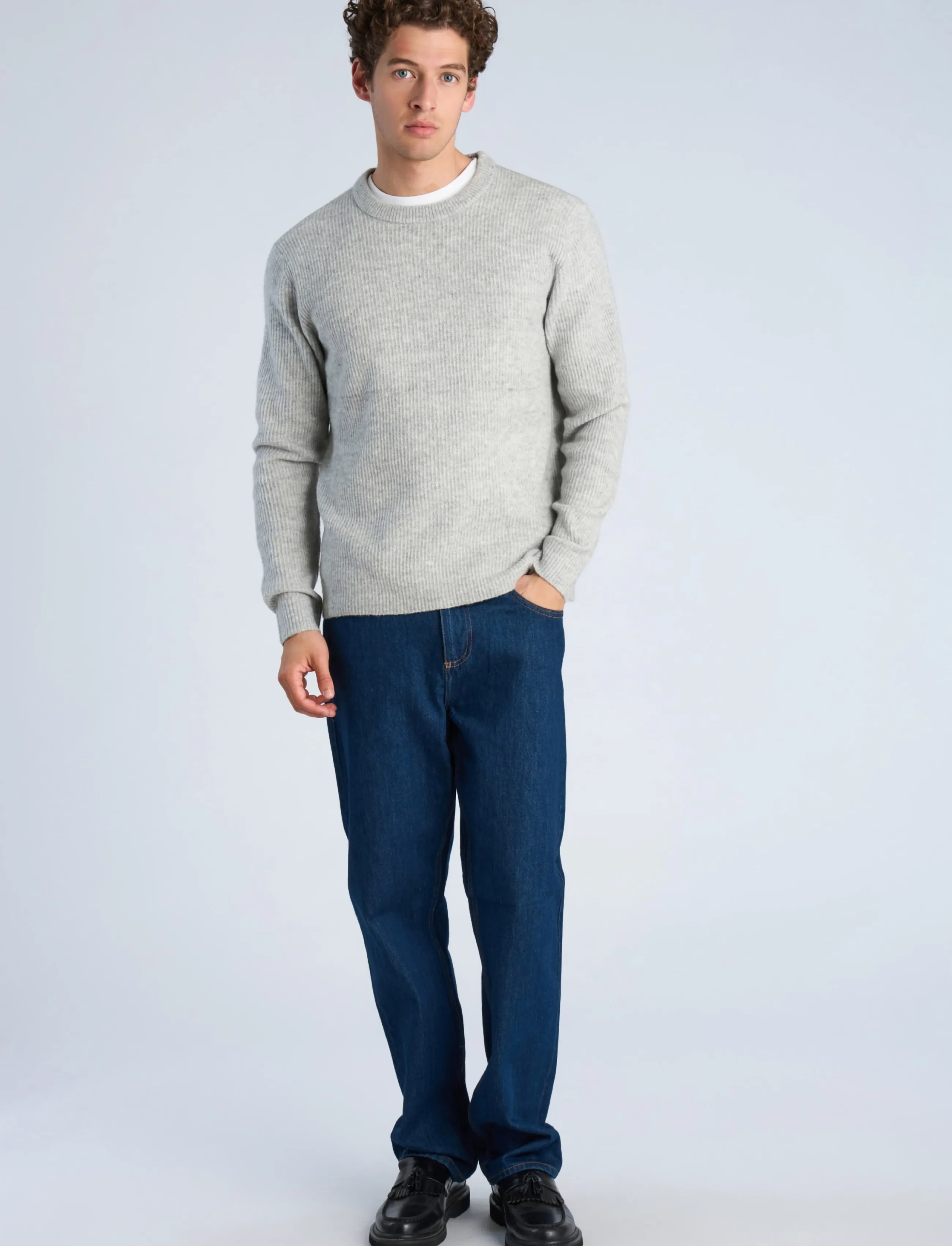 Rib Knitted L/S O-Neck Sweater