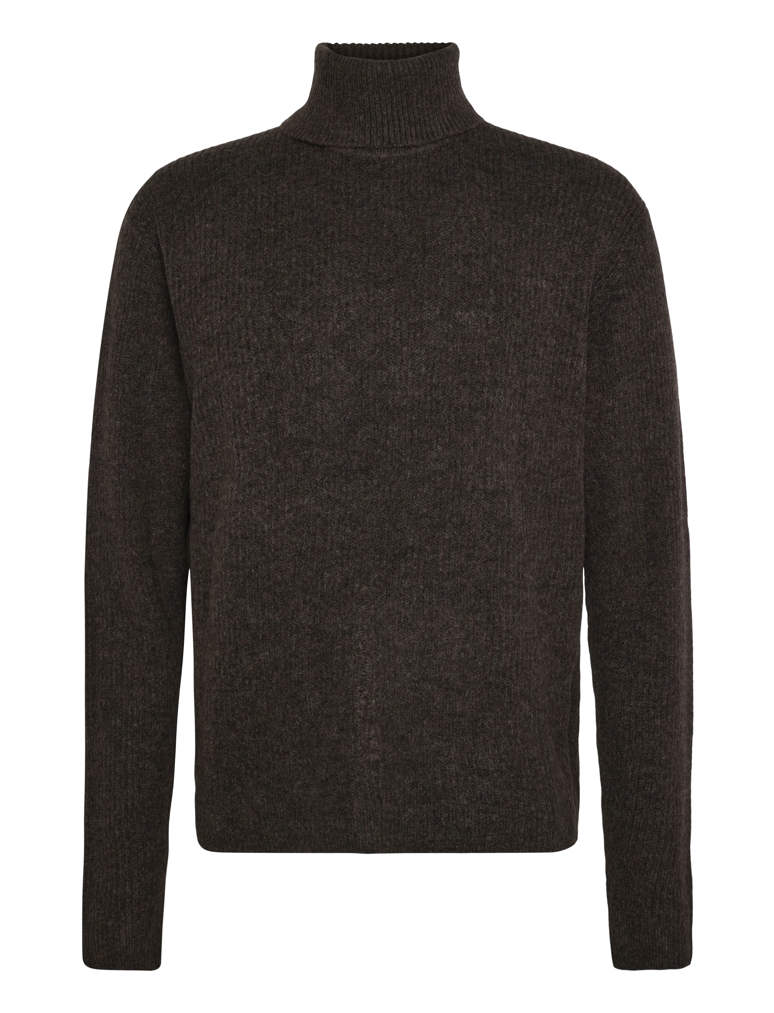 Lindbergh Rib L/S roll-neck sweater - Kläder - DK BROWN MEL / brown