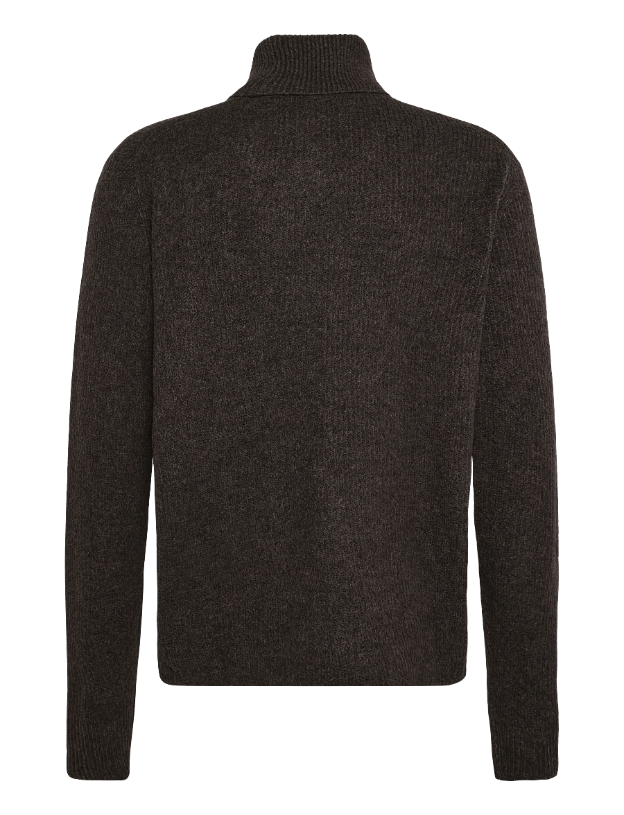 Lindbergh - Rib L/S roll-neck sweater - polokrage - dk brown mel - 1
