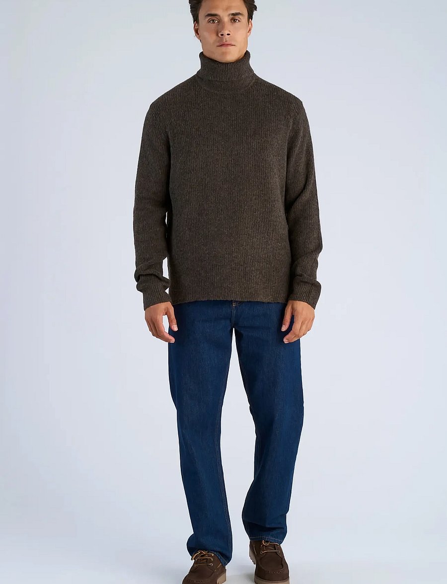 Lindbergh - Rib L/S roll-neck sweater - rollkragenpullover - dk brown mel - 0