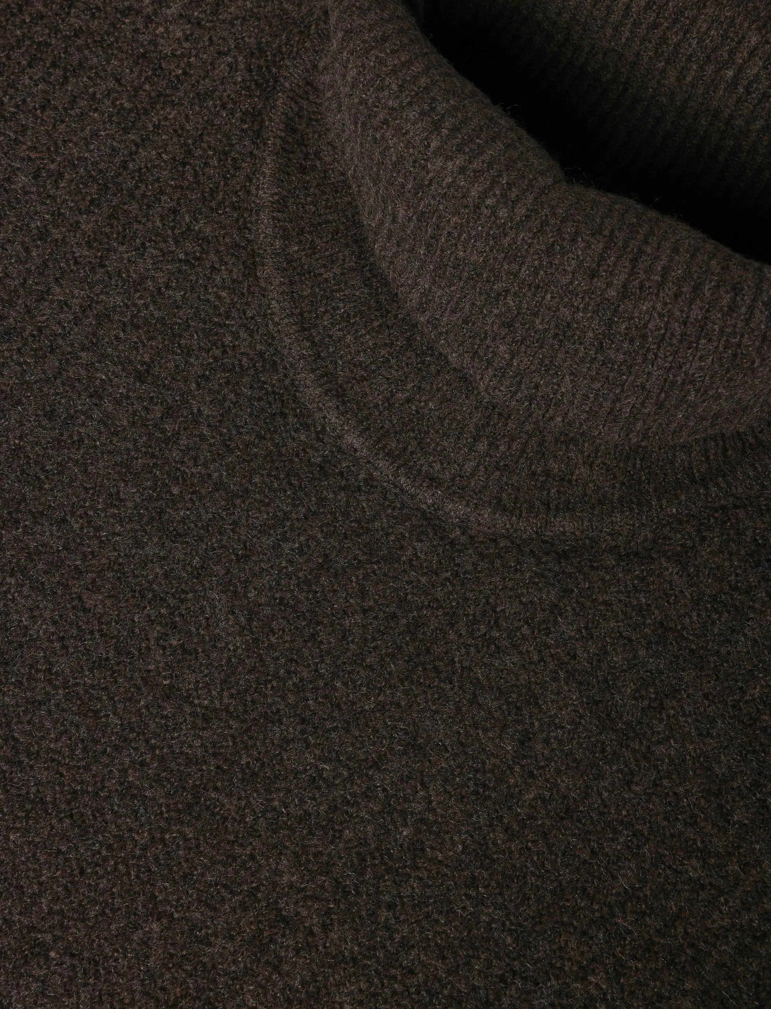 Lindbergh - Rib L/S roll-neck sweater - polokrage - dk brown mel - 2