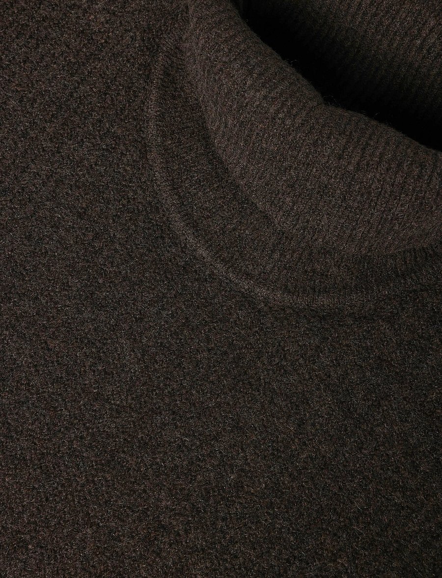Lindbergh - Rib L/S roll-neck sweater - polokrage - dk brown mel - 2