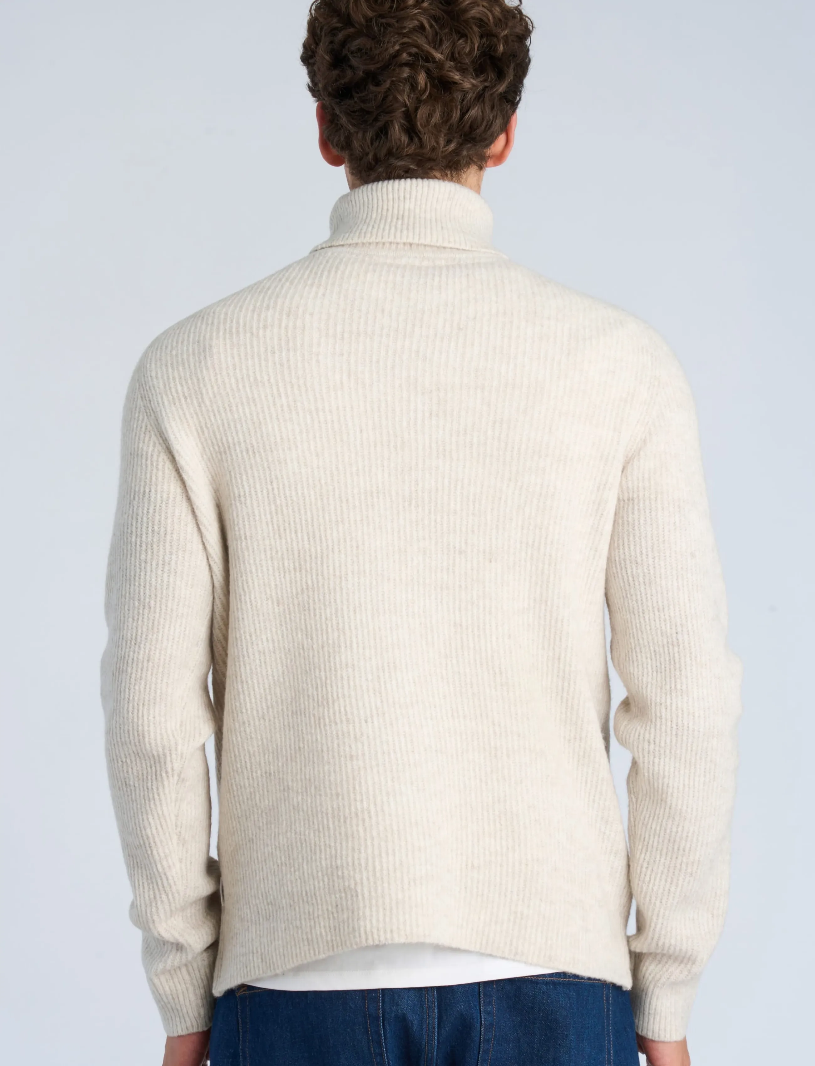 Lindbergh - Rib L/S roll-neck sweater - polokrage - lt sand mel - 4