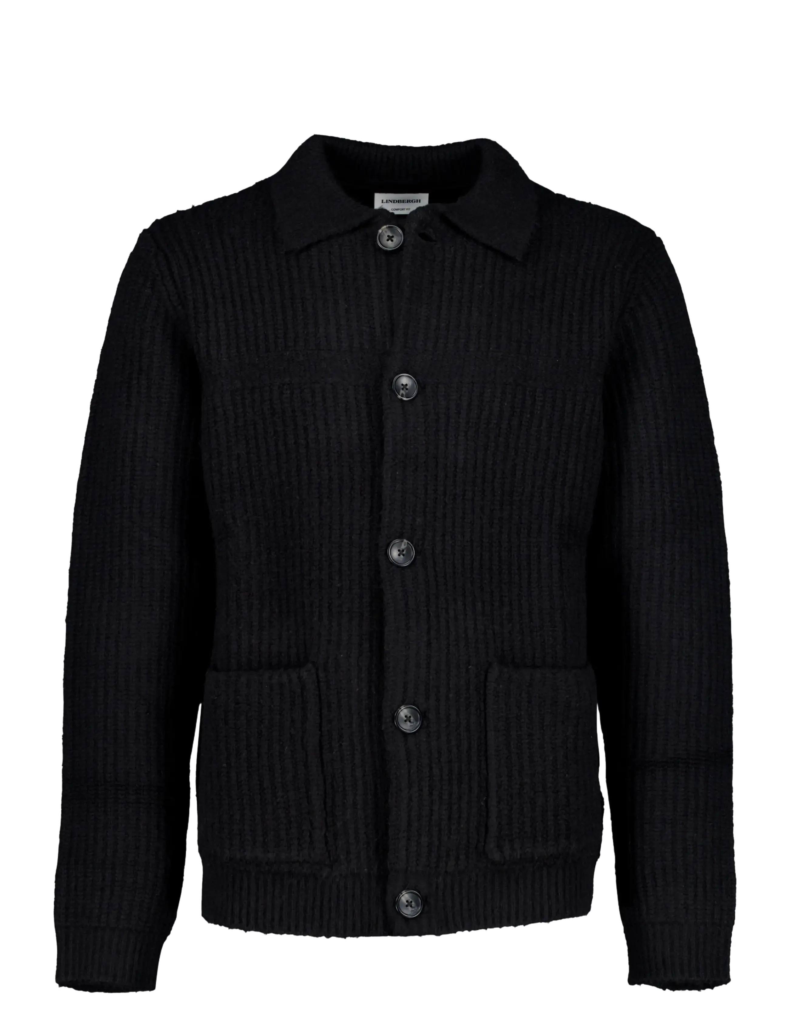 Lindbergh Chunky knitted button cardigan L/S - Riided - BLACK / black