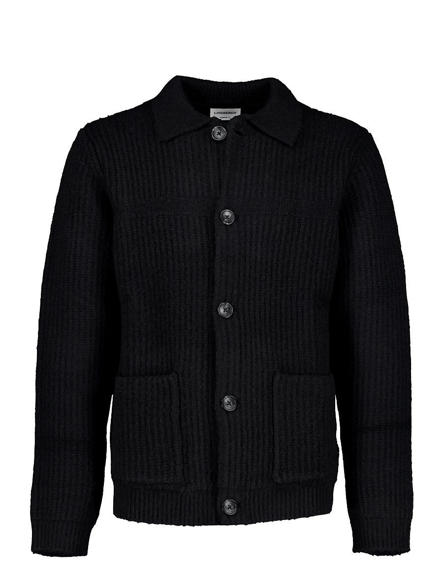 Lindbergh - Chunky knitted button cardigan L/S - kardiganid - black - 1