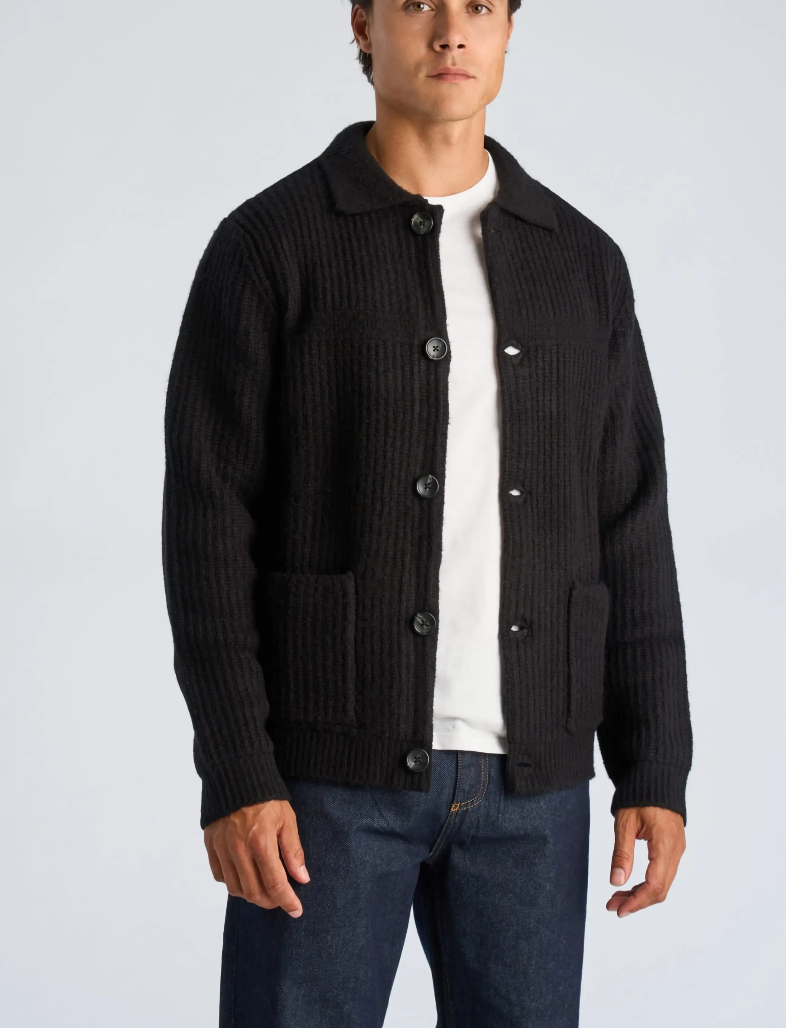 Lindbergh - Chunky knitted button cardigan L/S - kardiganid - black - 3