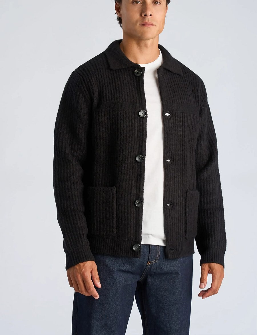 Lindbergh - Chunky knitted button cardigan L/S - kardiganid - black - 3