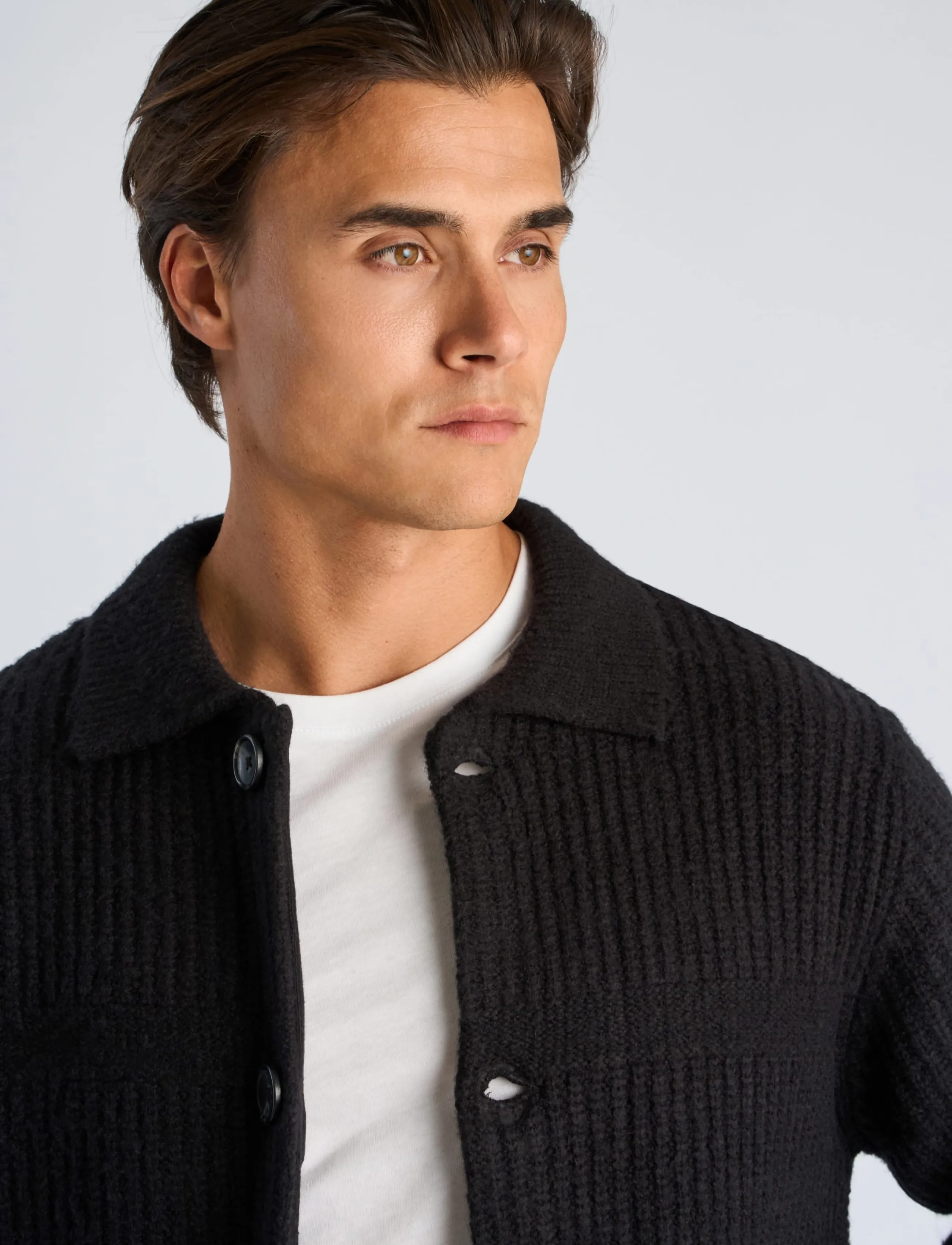 Lindbergh - Chunky knitted button cardigan L/S - kardiganid - black - 5