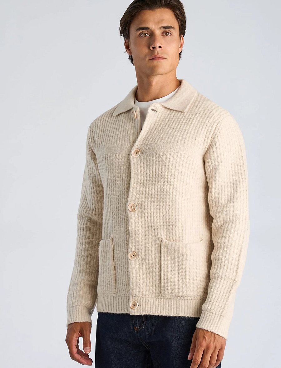 Lindbergh - Chunky knitted button cardigan L/S - kardiganid - lt sand mel - 3
