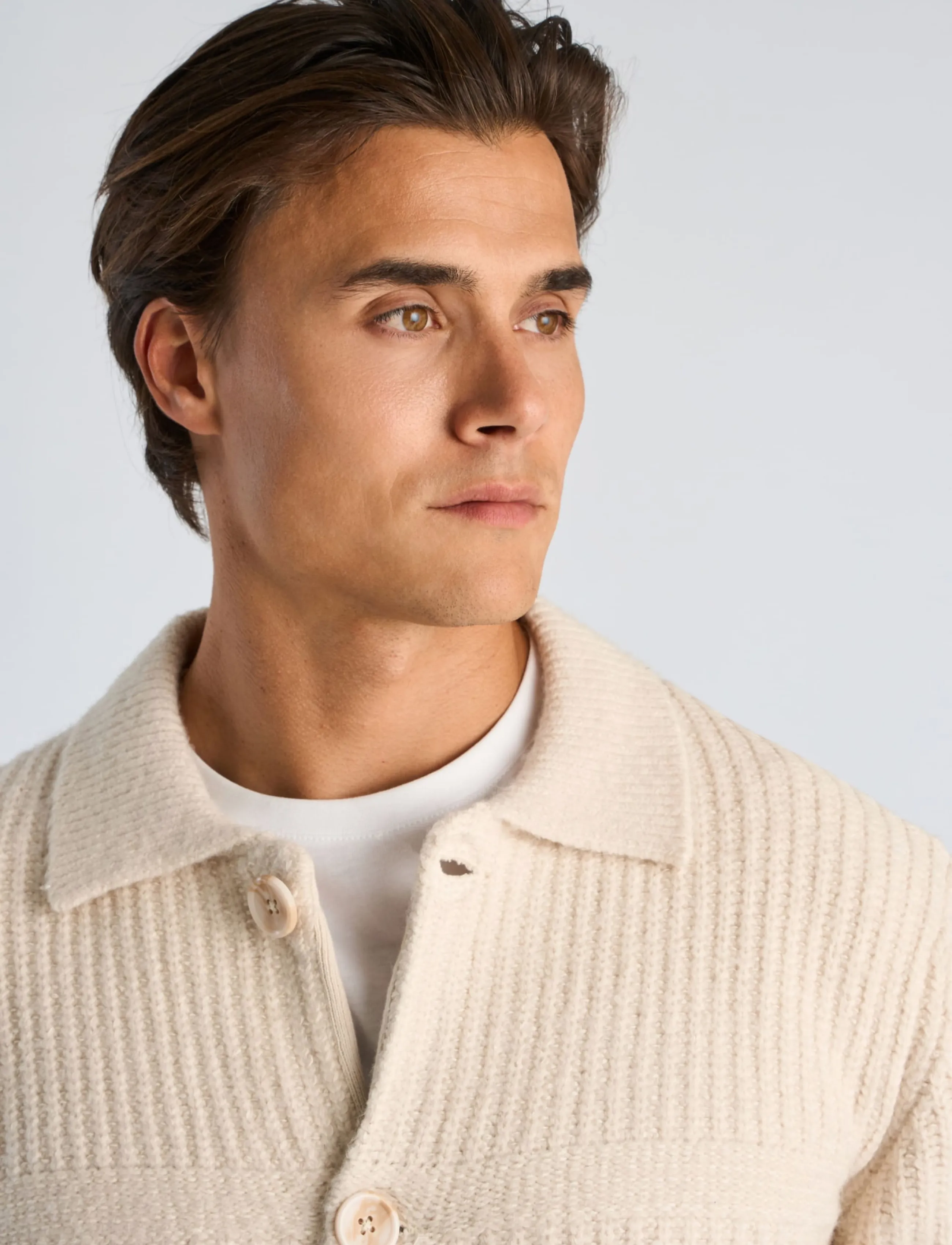 Lindbergh - Chunky knitted button cardigan L/S - kardiganid - lt sand mel - 5