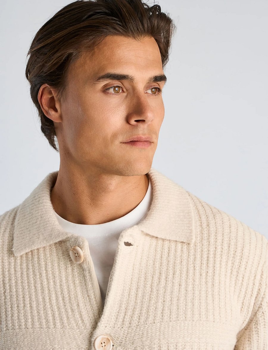 Lindbergh - Chunky knitted button cardigan L/S - kardiganid - lt sand mel - 5