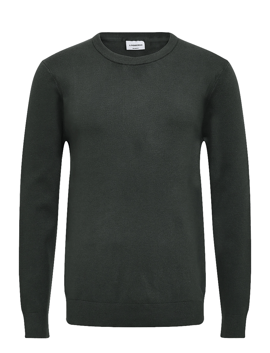 Lindbergh - Ecovero o-neck knit - round necks - granite green - 0
