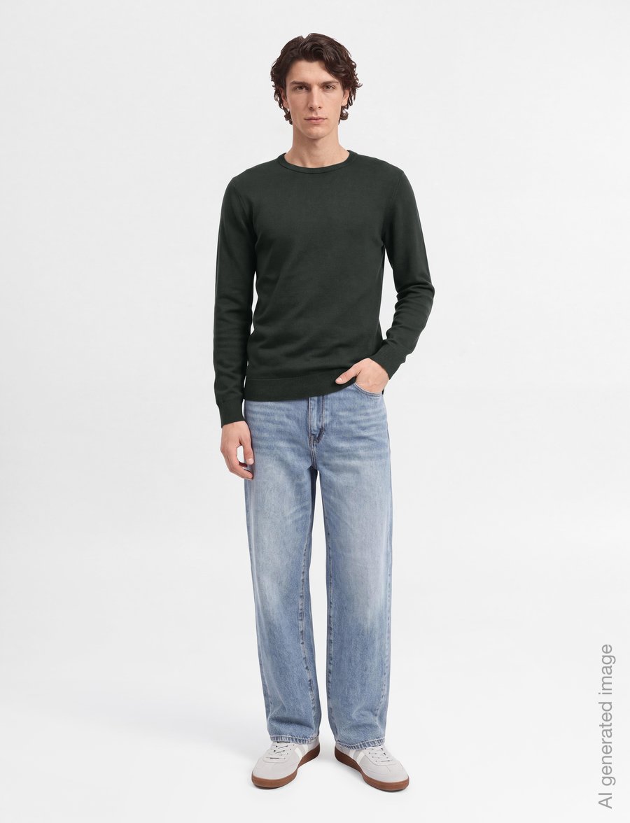 Lindbergh - Ecovero o-neck knit - rund hals - granite green - 0