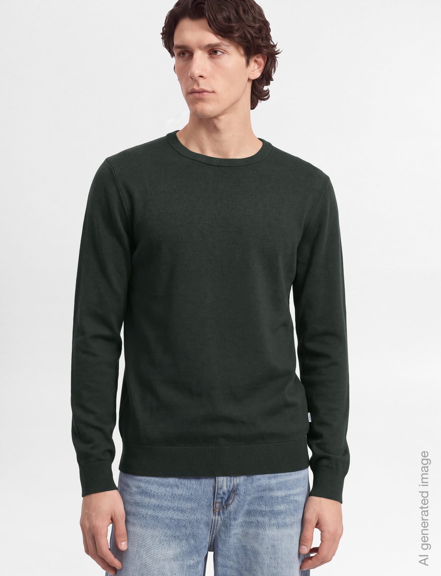 Lindbergh - Ecovero o-neck knit - rund hals - granite green - 3