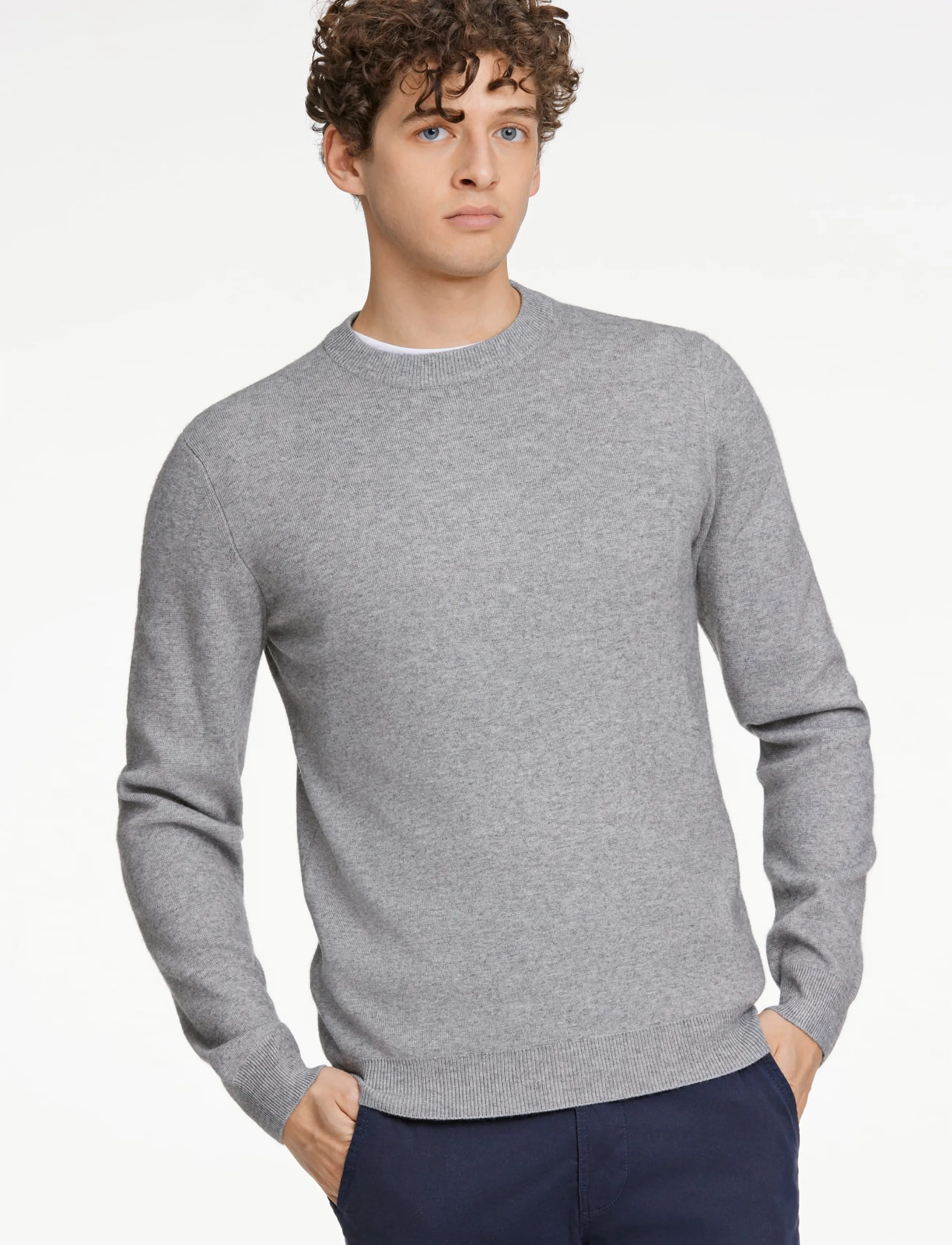 Lindbergh Ecovero O-Neck Knit stickade tröjor herr – bild 2