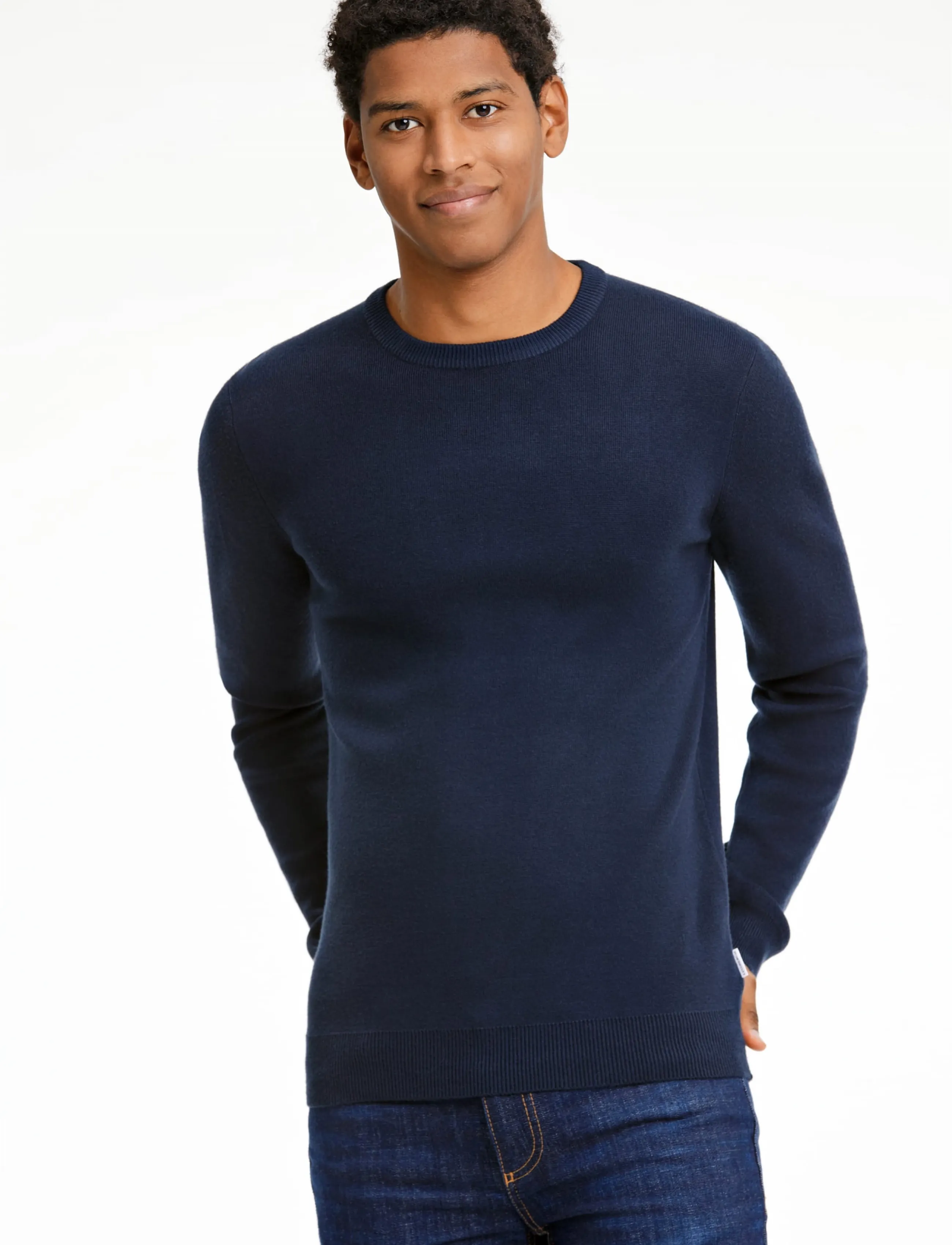 Lindbergh Ecovero O-Neck Knit stickade tröjor herr – bild 2