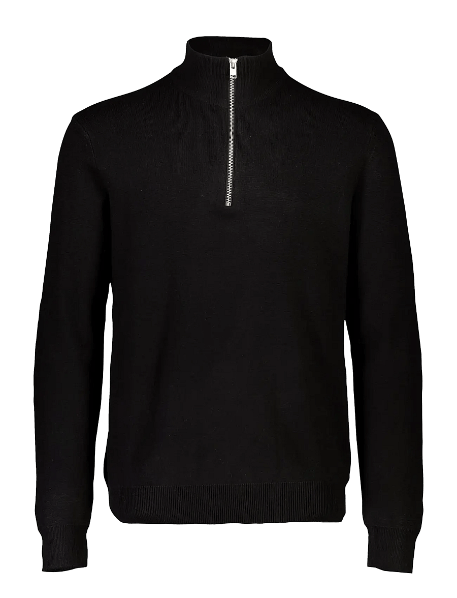 Lindbergh - Ecovero half zip knit - poolpika lukuga džemprid - black - 1