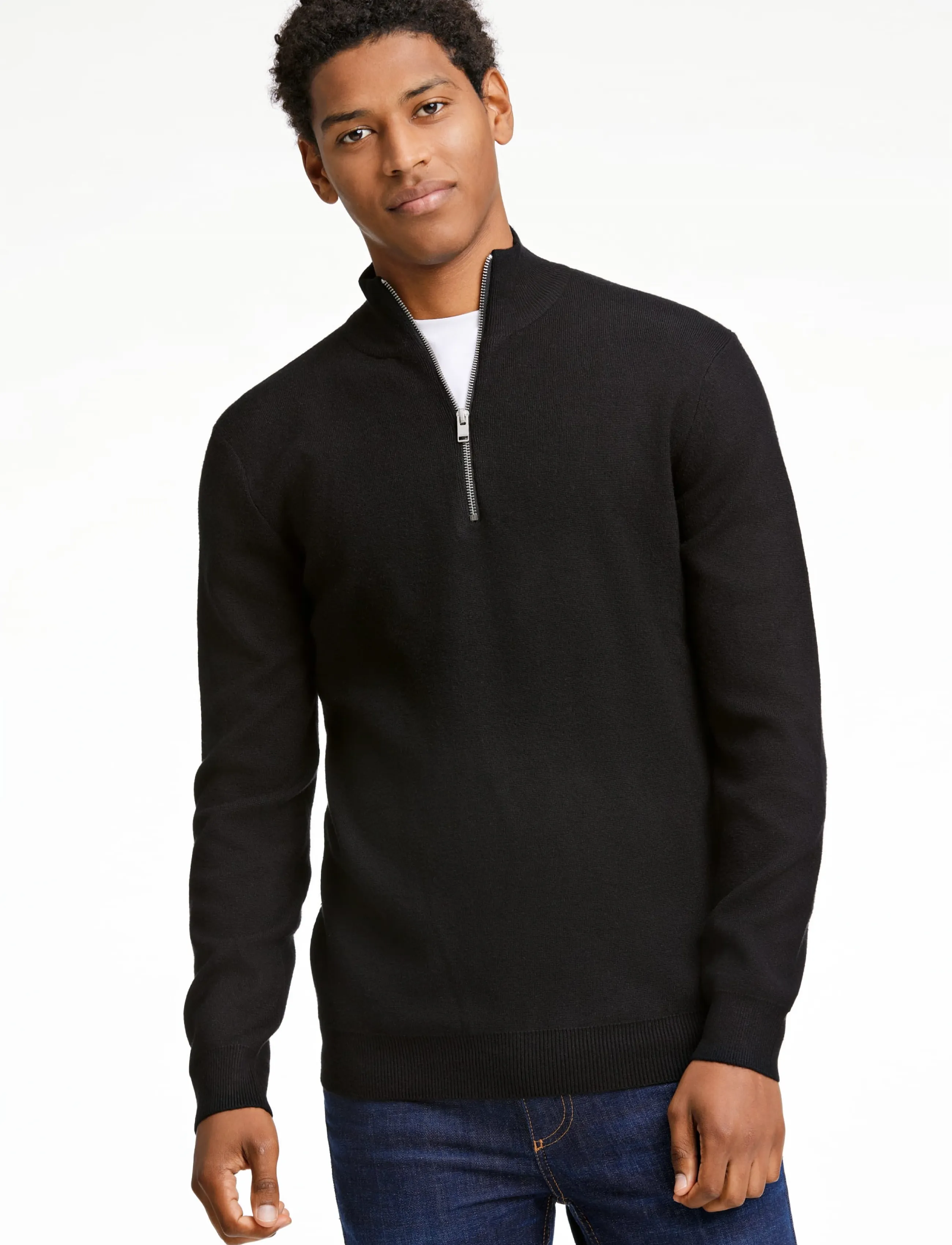 Lindbergh - Ecovero half zip knit - poolpika lukuga džemprid - black - 3
