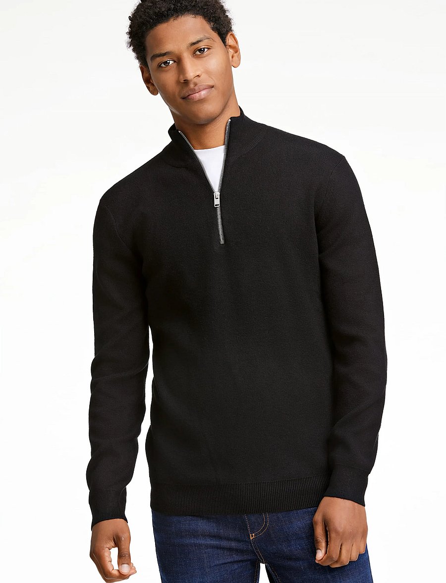 Lindbergh - Ecovero half zip knit - poolpika lukuga džemprid - black - 3