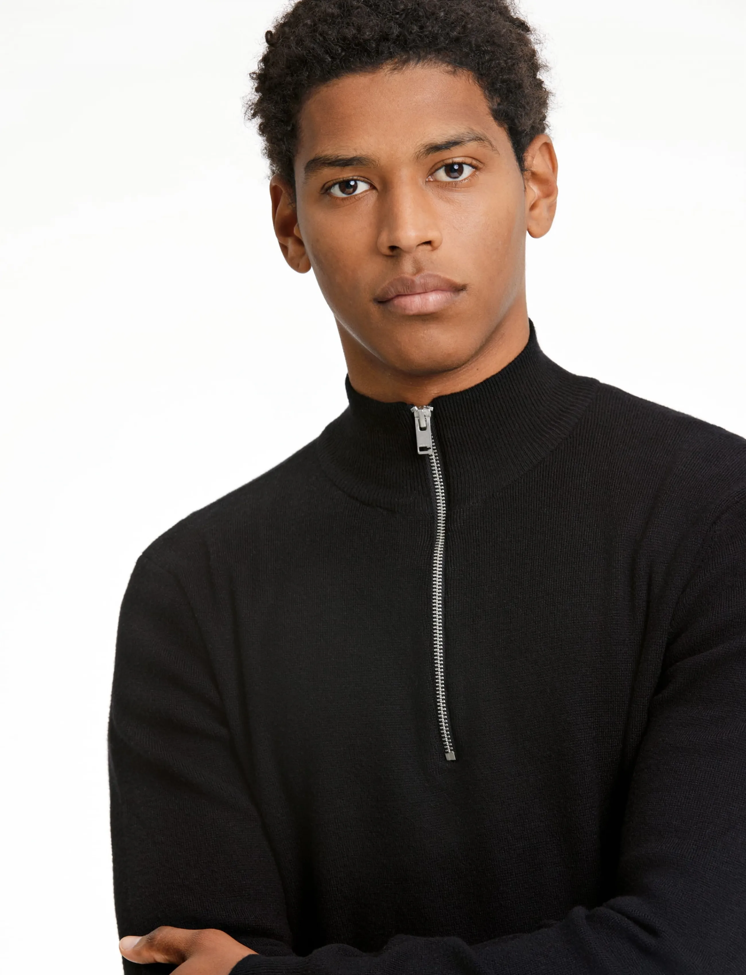 Lindbergh - Ecovero half zip knit - poolpika lukuga džemprid - black - 5