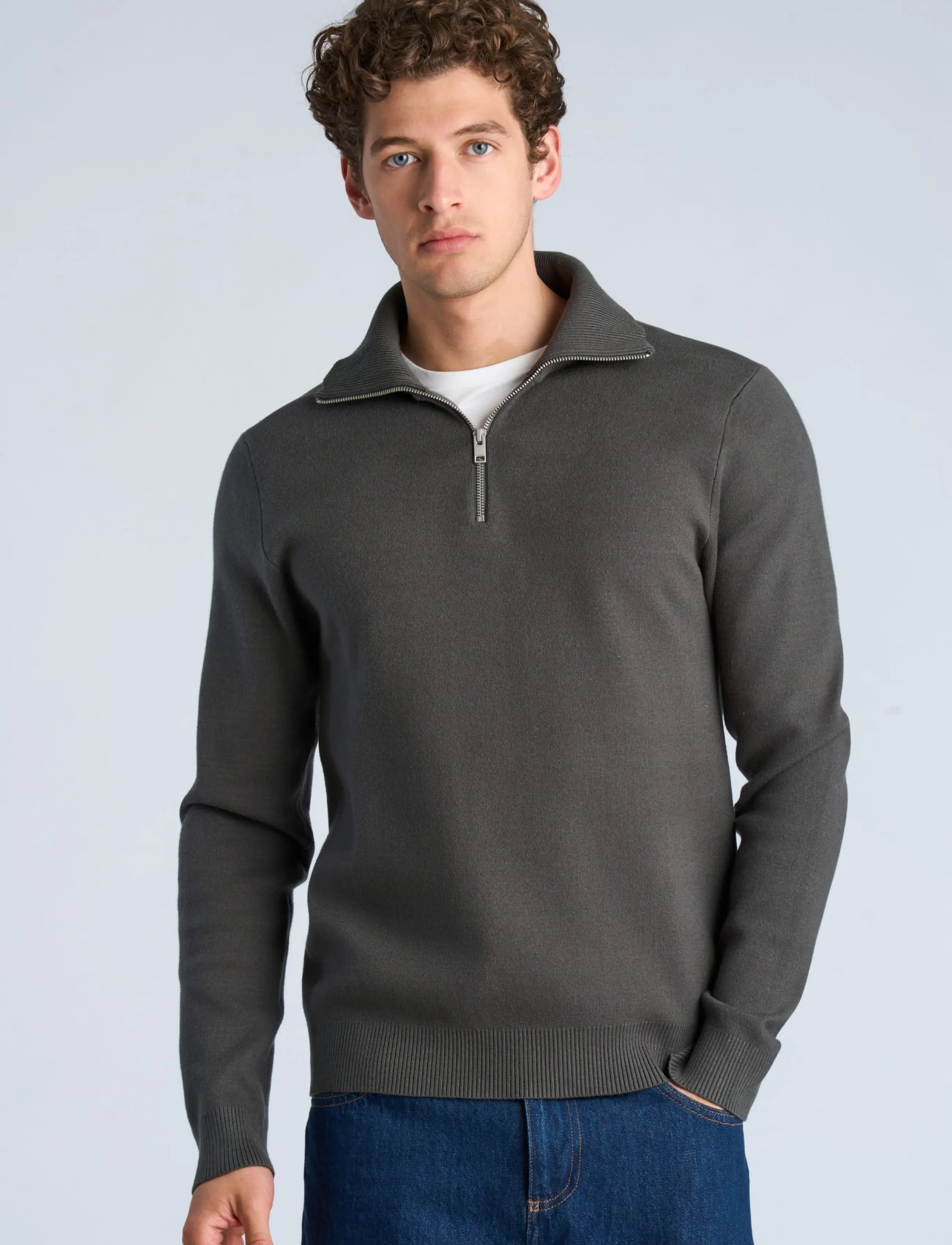 Lindbergh - Ecovero half zip knit - halfzip strik - granite green - 3