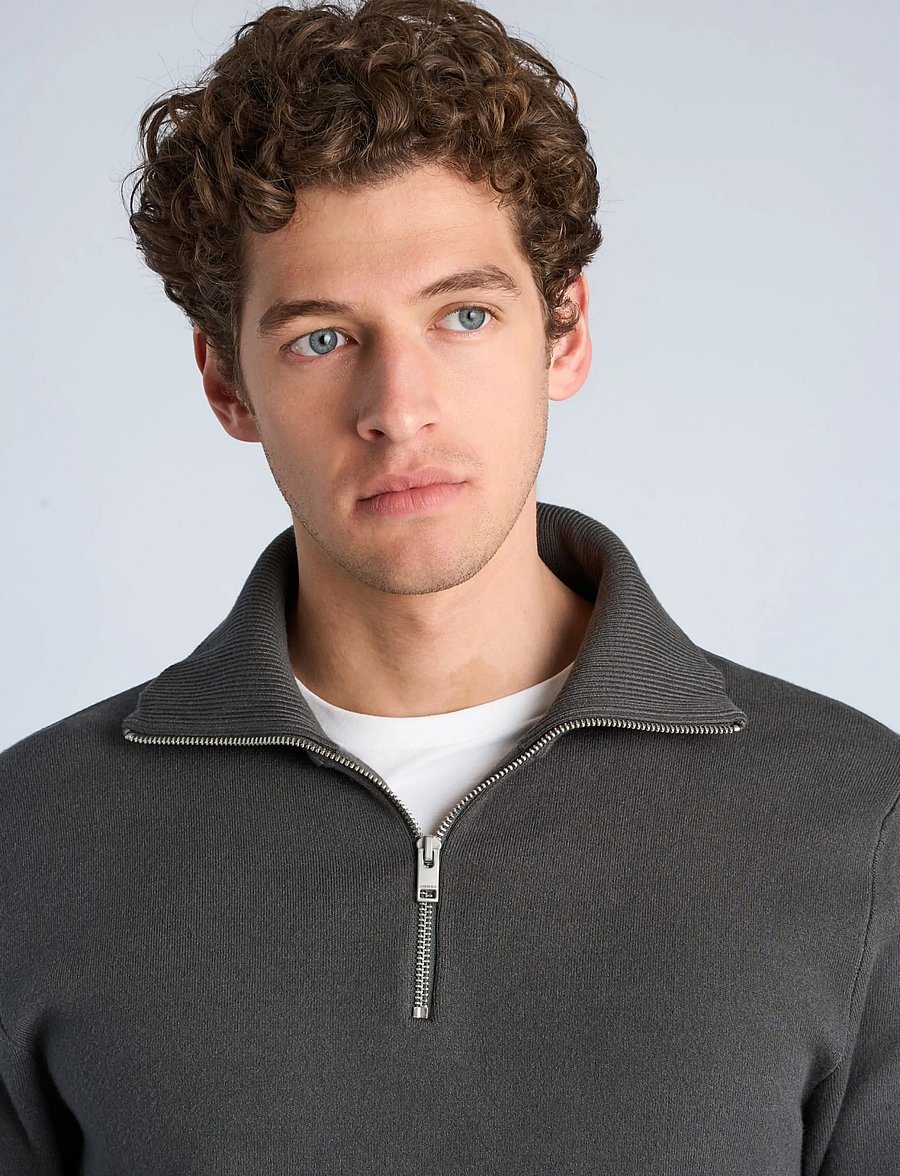 Lindbergh - Ecovero half zip knit - halfzip strik - granite green - 5