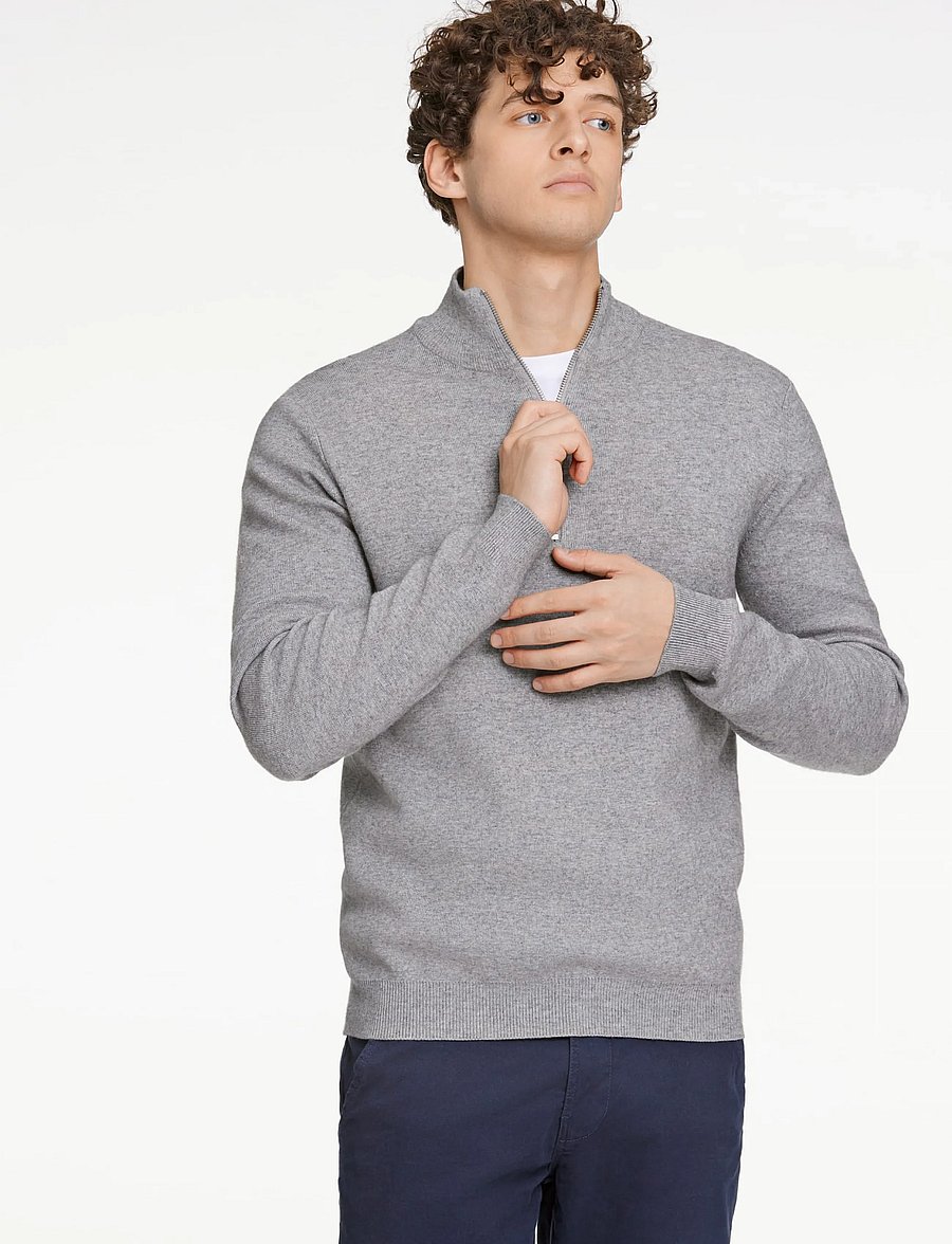 Lindbergh - Ecovero half zip knit - pullover mit halbem reißverschluss - grey mel - 3