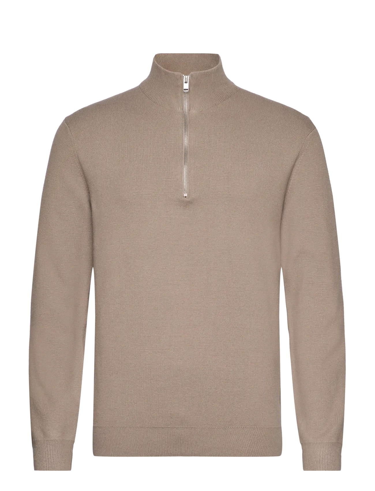 Ecovero half zip knit - MID BROWN