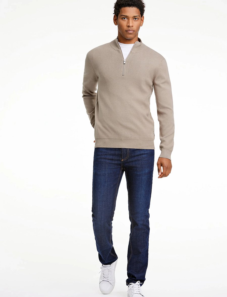 Lindbergh - Ecovero half zip knit - pullover mit halbem reißverschluss - mid brown - 0