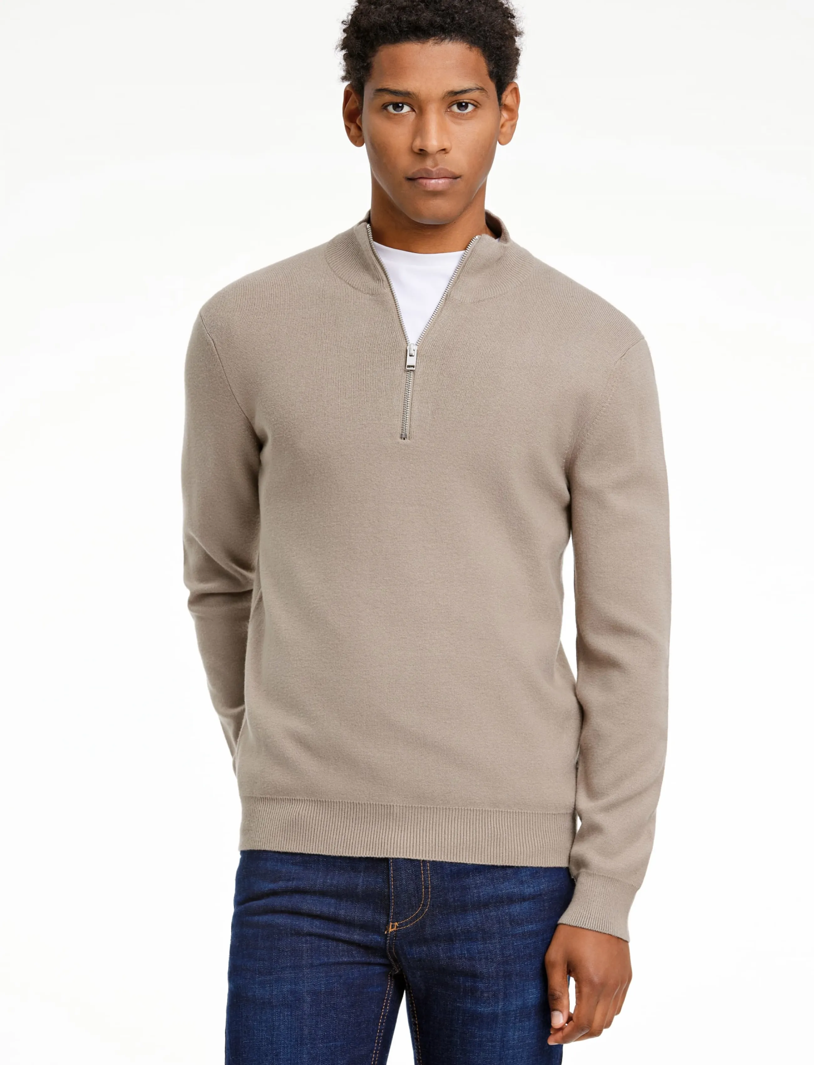 Lindbergh - Ecovero half zip knit - pullover mit halbem reißverschluss - mid brown - 3