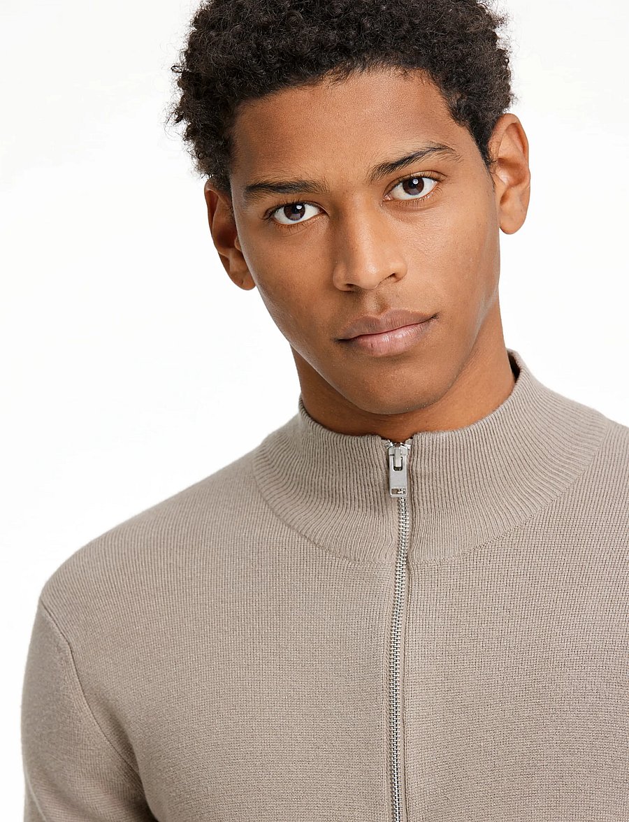 Lindbergh - Ecovero half zip knit - pullover mit halbem reißverschluss - mid brown - 5