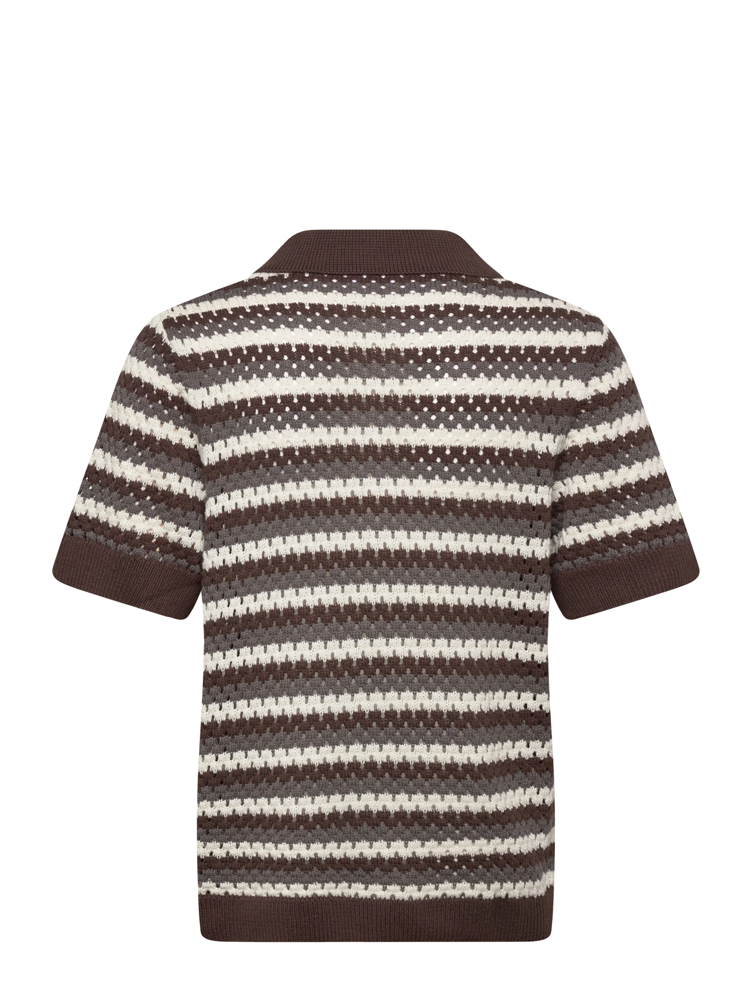 Lindbergh - Chrochet cardigan S/S - short-sleeved shirts - brown - 2
