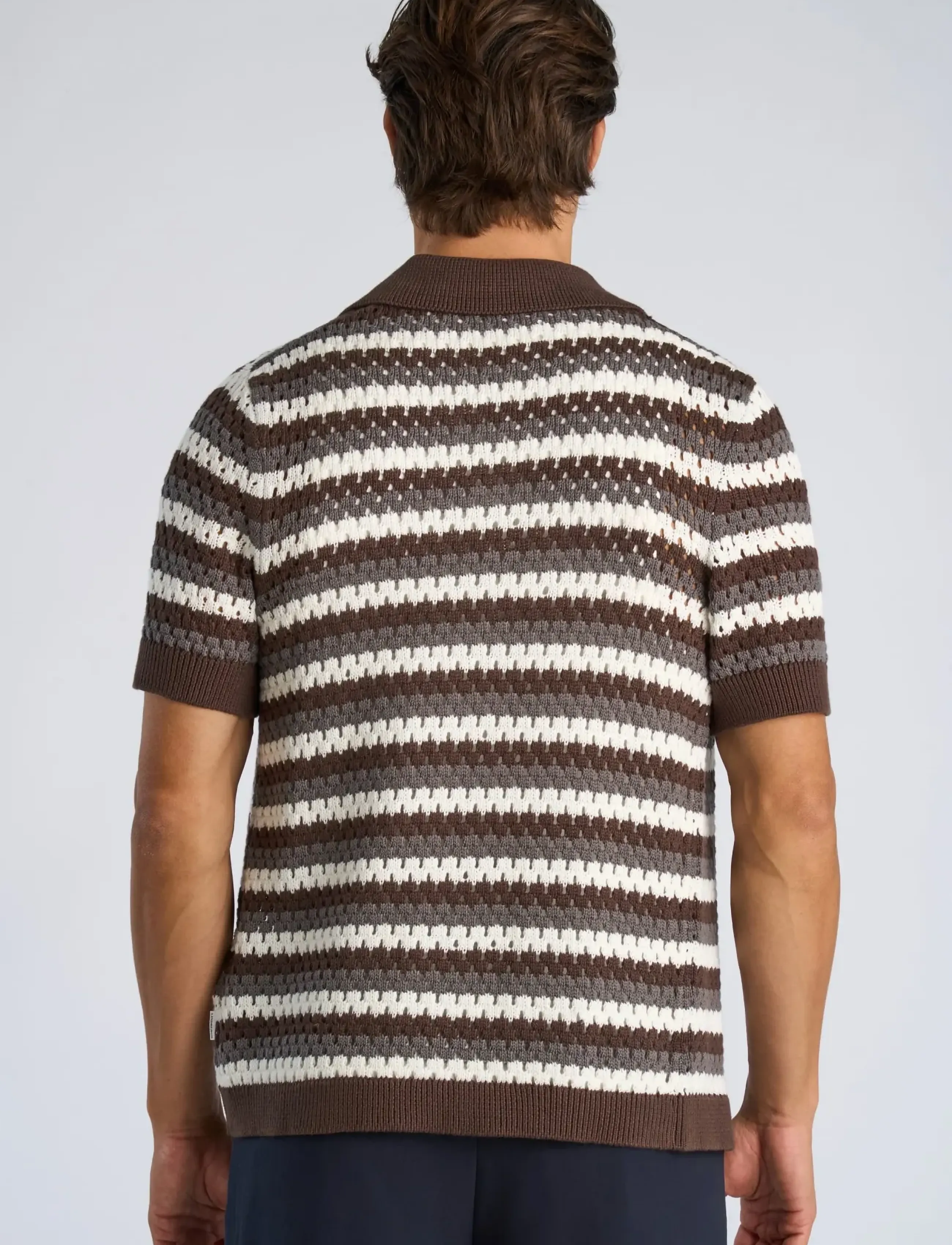 Lindbergh - Chrochet cardigan S/S - short-sleeved shirts - brown - 4