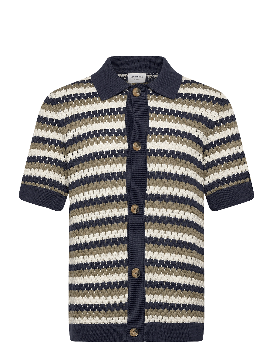 Lindbergh - Chrochet cardigan S/S - kurzarmhemden - dusty green - 1