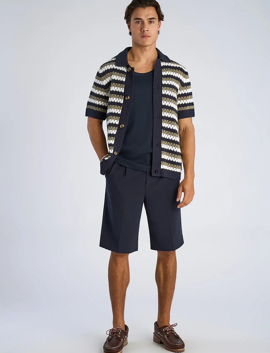 Lindbergh - Chrochet cardigan S/S - kurzarmhemden - dusty green - 0