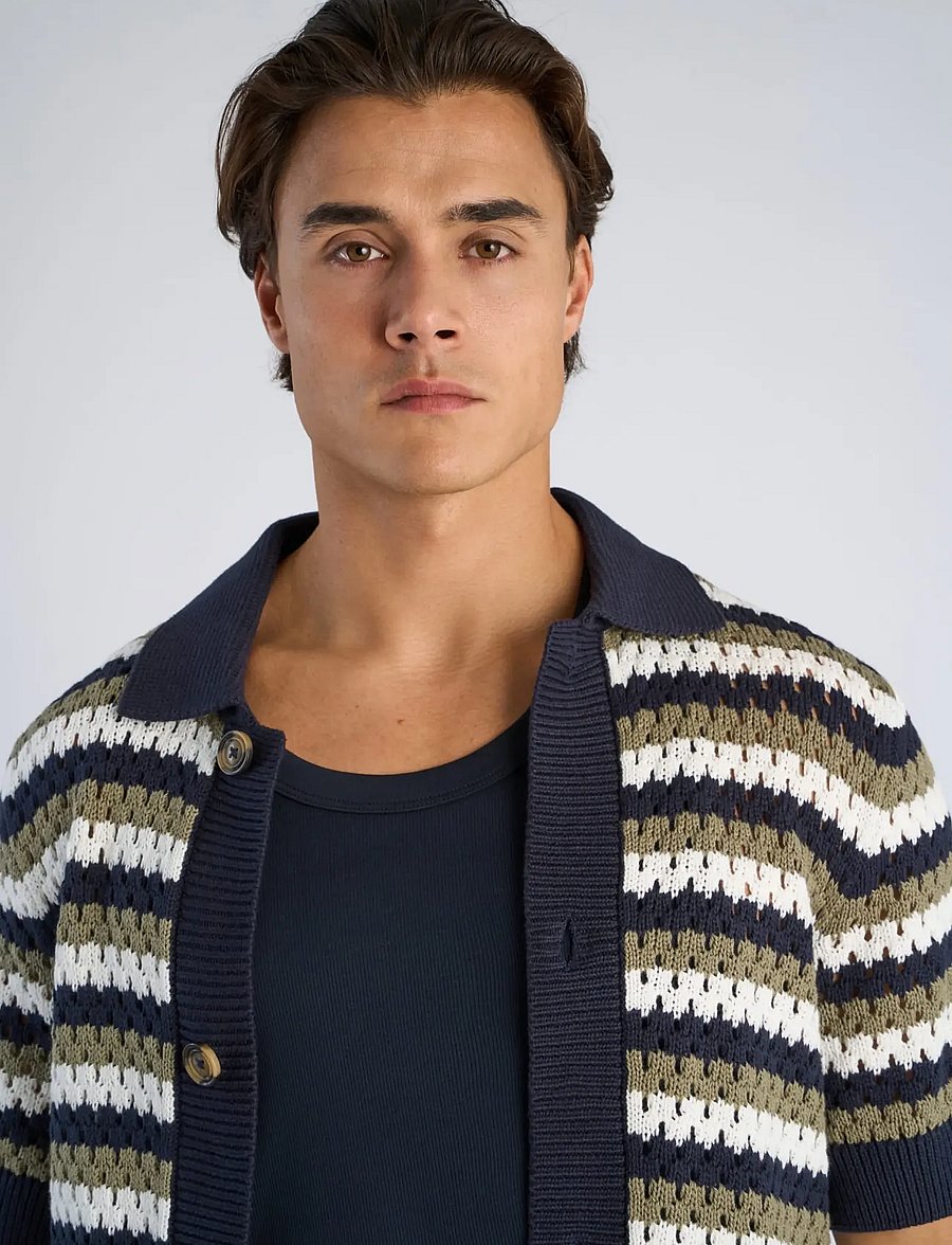 Lindbergh - Chrochet cardigan S/S - kurzarmhemden - dusty green - 5