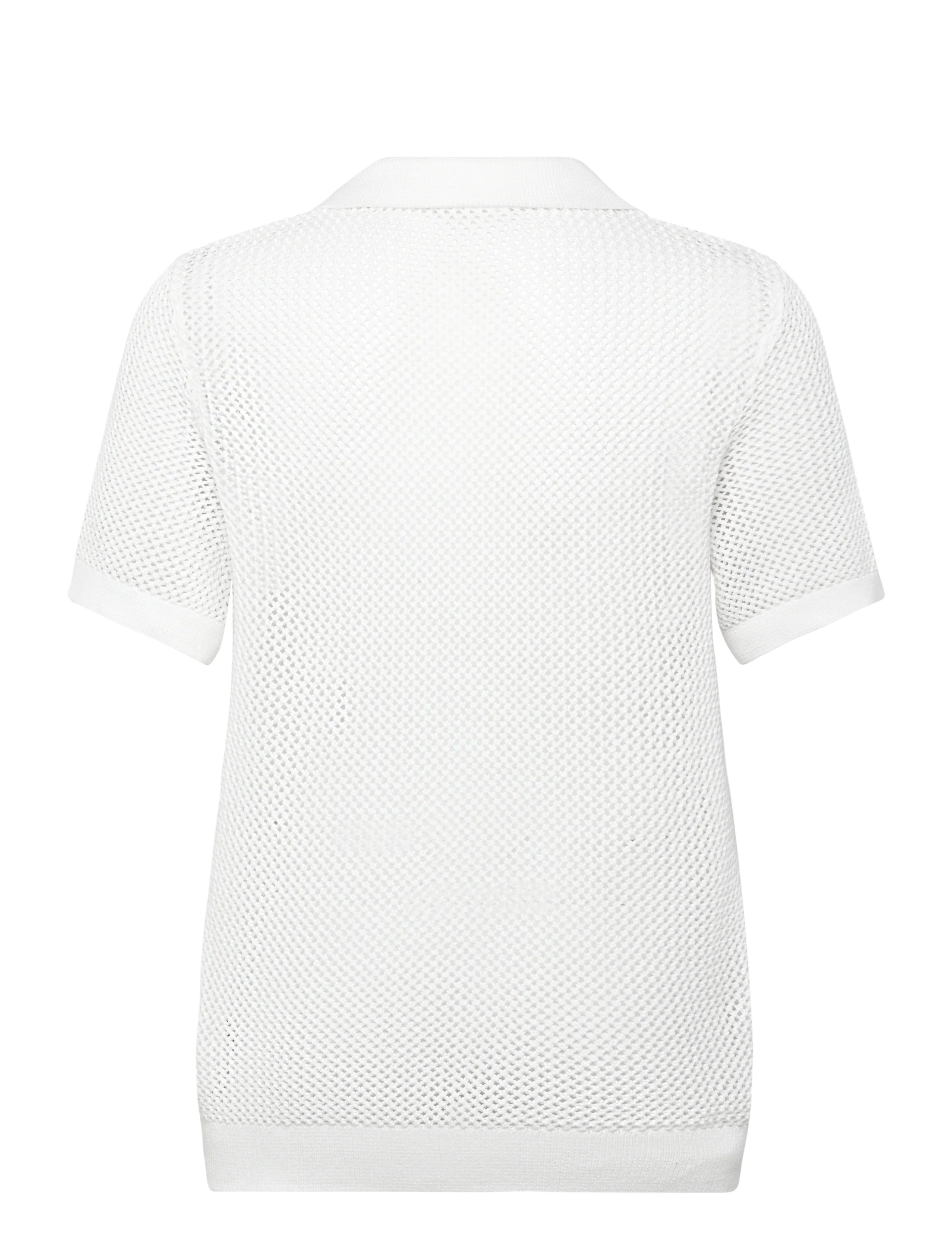 Lindbergh - V-neck S/S crochet knit polo - polostrik - off white - 2
