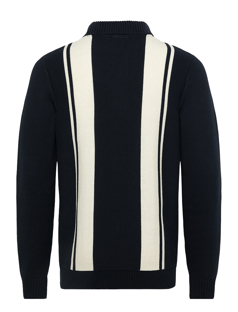 Lindbergh - Knitted block stripe L/S polo - kootud polosärgid - navy - 2