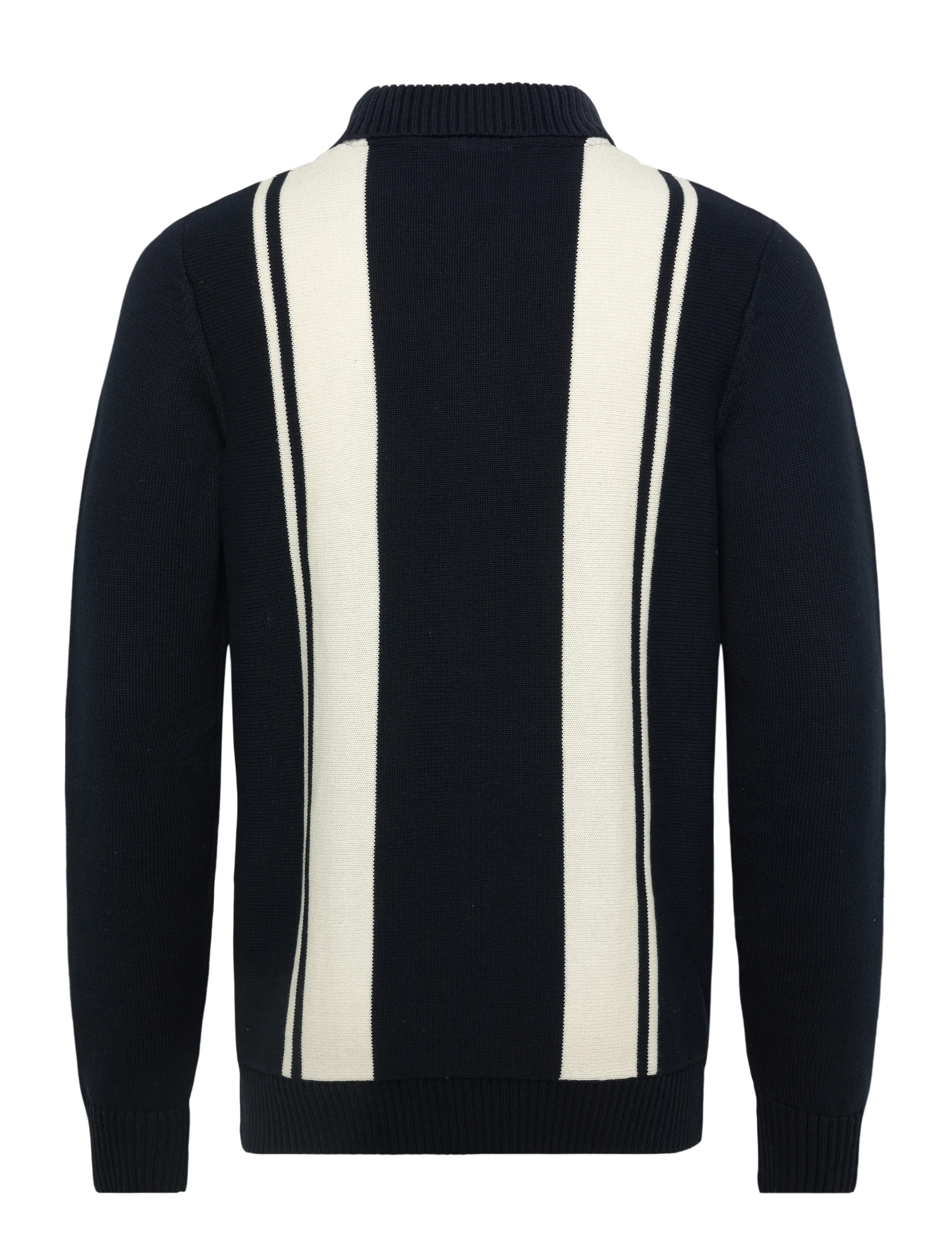 Lindbergh - Knitted block stripe L/S polo - long-sleeved knitted polos - navy - 2