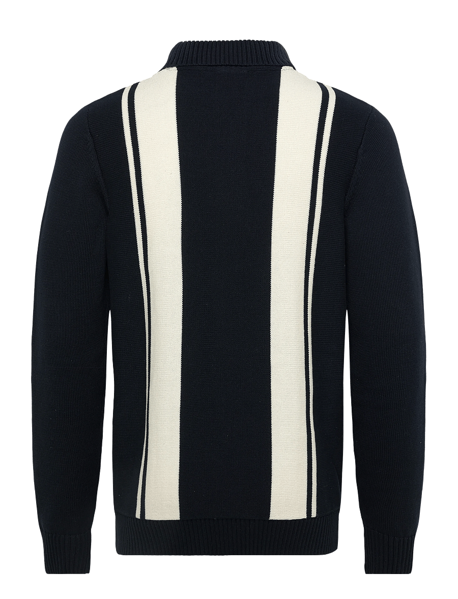 Lindbergh - Knitted block stripe L/S polo - pikkade varrukatega kootud polod - navy - 2