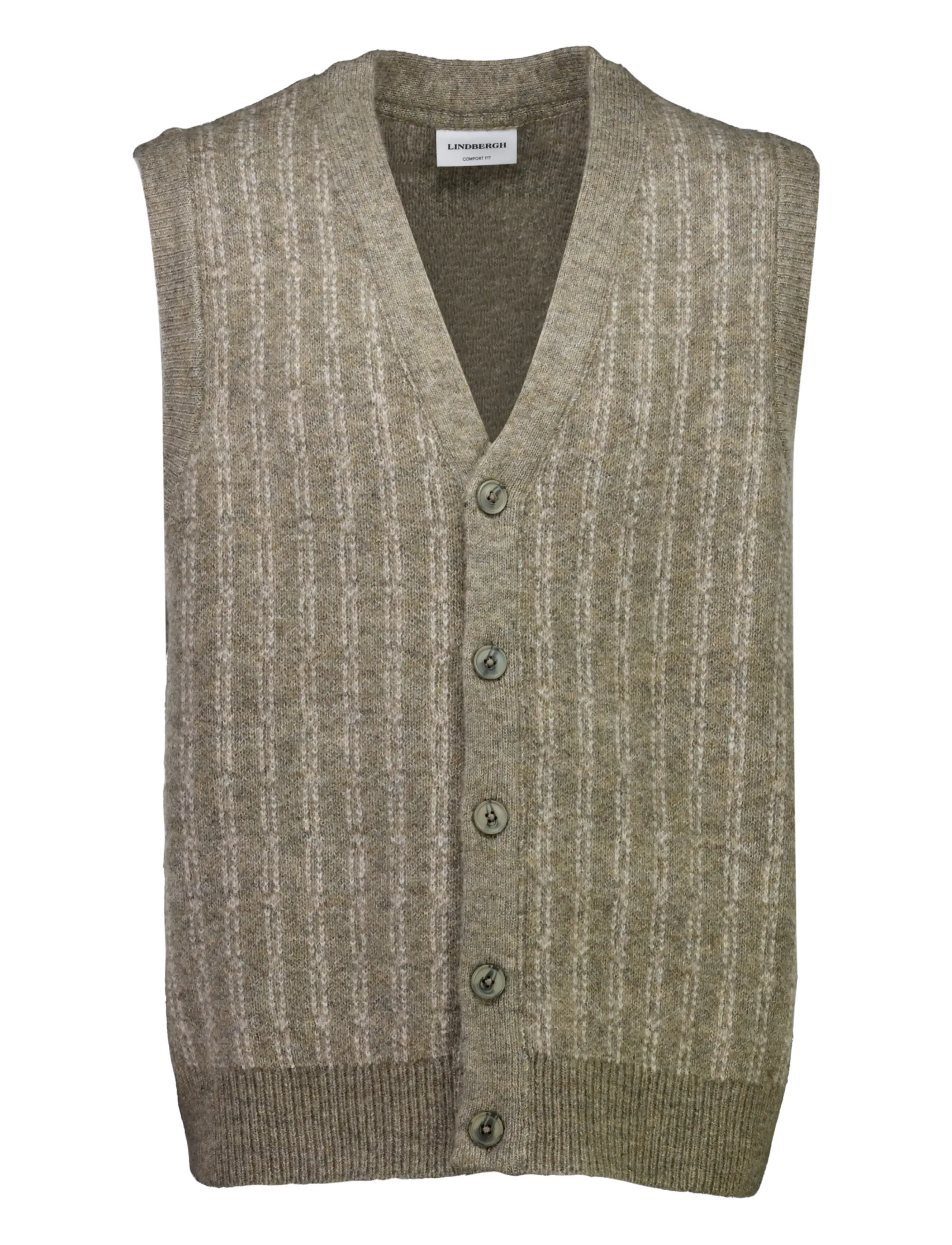 Lindbergh Jacquard knitted slipover cardigan - Strik - DK SAND MEL / khaki/green