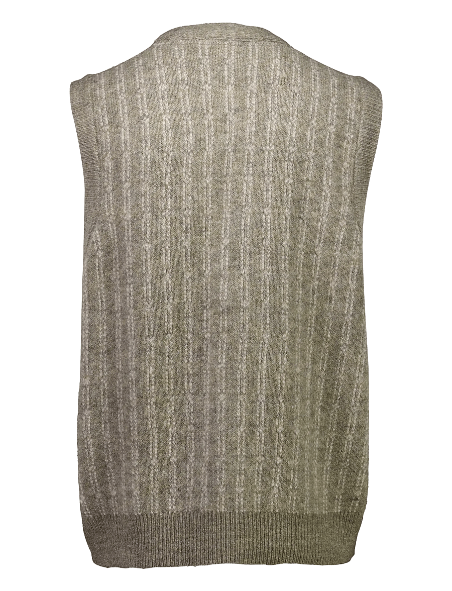 Lindbergh - Jacquard knitted slipover cardigan - strikveste - dk sand mel - 2