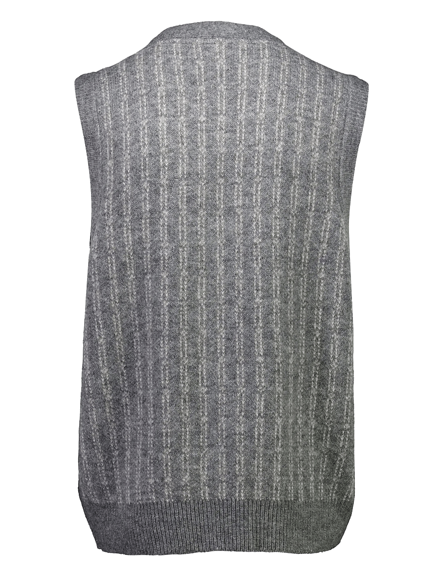 Lindbergh - Jacquard knitted slipover cardigan - knitted vests - grey mel - 2